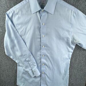 Brooks Brothers Slim Fit 15 32/33 Blue Cotton Long Sleeve Button Up Shirt Men